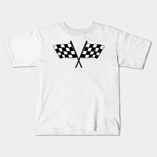 Checkered Black and White Racing Flags Kids T-Shirt